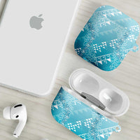 Hawaii Turquoise Kapa AirPods Case Vintage 'Ohe Kāpala Motifs Mix Plumeria Leis LT7 - Polynesian Pride