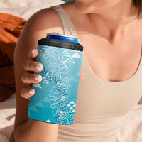 Hawaii Turquoise Kapa 4 in 1 Can Cooler Tumbler Vintage 'Ohe Kāpala Motifs Mix Plumeria Leis LT7 - Polynesian Pride
