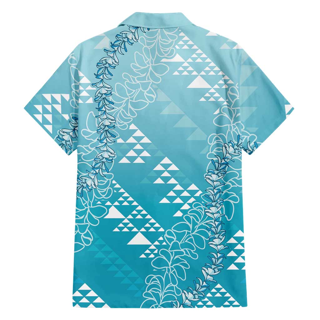 Hawaii Turquoise Kapa Family Matching Puletasi and Hawaiian Shirt Vintage 'Ohe Kāpala Motifs Mix Plumeria Leis LT7 - Polynesian Pride