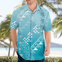 Hawaii Turquoise Kapa Hawaiian Shirt Vintage 'Ohe Kāpala Motifs Mix Plumeria Leis LT7 - Polynesian Pride