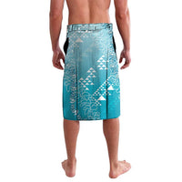 Hawaii Turquoise Kapa Lavalava Vintage 'Ohe Kāpala Motifs Mix Plumeria Leis