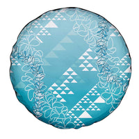 Hawaii Turquoise Kapa Spare Tire Cover Vintage 'Ohe Kāpala Motifs Mix Plumeria Leis LT7 - Polynesian Pride