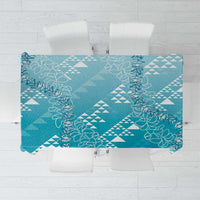 Hawaii Turquoise Kapa Tablecloth Vintage 'Ohe Kāpala Motifs Mix Plumeria Leis LT7 Turquoise - Polynesian Pride