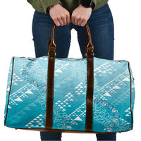 Hawaii Turquoise Kapa Travel Bag Vintage 'Ohe Kāpala Motifs Mix Plumeria Leis LT7 Turquoise - Polynesian Pride