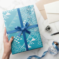 Hawaii Kapa Vintage Motifs Mix Plumeria Leis Wrapping Paper Turquoise LT7 - Polynesian Pride