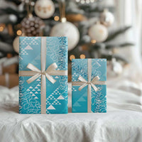 Hawaii Kapa Vintage Motifs Mix Plumeria Leis Wrapping Paper Turquoise LT7 - Polynesian Pride