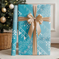 Hawaii Kapa Vintage Motifs Mix Plumeria Leis Wrapping Paper Turquoise LT7 - Polynesian Pride
