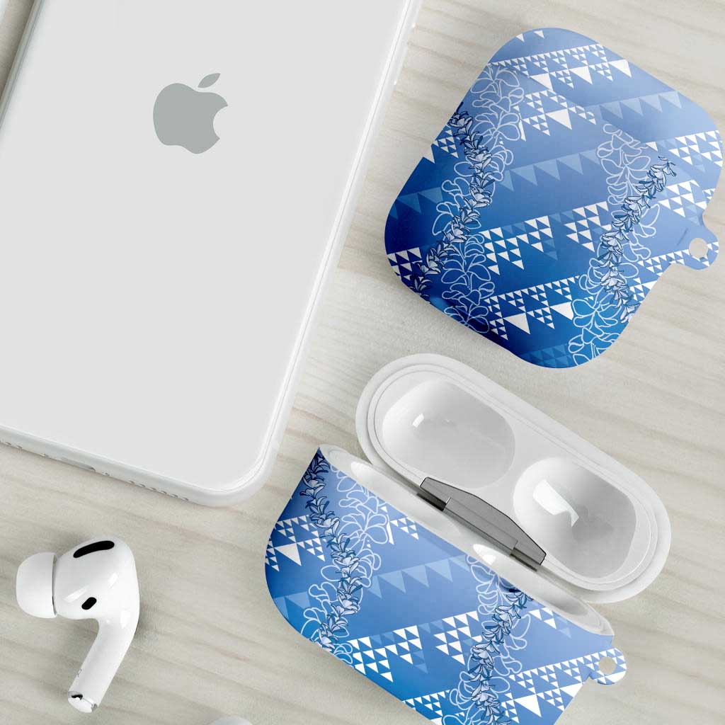 Hawaii Royal Blue Kapa AirPods Case Vintage 'Ohe Kāpala Motifs Mix Plumeria Leis LT7 - Polynesian Pride