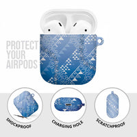 Hawaii Royal Blue Kapa AirPods Case Vintage 'Ohe Kāpala Motifs Mix Plumeria Leis LT7 - Polynesian Pride