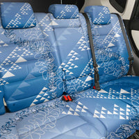 Hawaii Royal Blue Kapa Back Car Seat Cover Vintage 'Ohe Kāpala Motifs Mix Plumeria Leis LT7 - Polynesian Pride