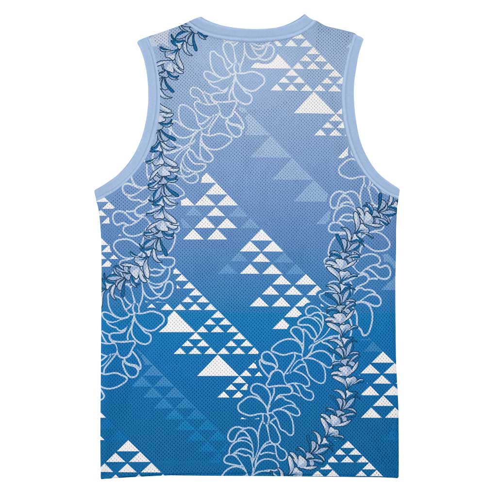 Hawaii Royal Blue Kapa Basketball Jersey Vintage 'Ohe Kāpala Motifs Mix Plumeria Leis LT7 - Polynesian Pride