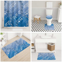 Hawaii Royal Blue Kapa Bathroom Set Vintage 'Ohe Kāpala Motifs Mix Plumeria Leis