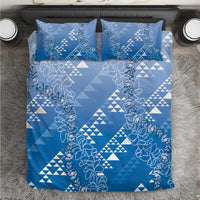 Hawaii Royal Blue Kapa Bedding Set Vintage 'Ohe Kāpala Motifs Mix Plumeria Leis LT7 Royal Blue - Polynesian Pride