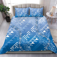 Hawaii Royal Blue Kapa Bedding Set Vintage 'Ohe Kāpala Motifs Mix Plumeria Leis LT7 - Polynesian Pride