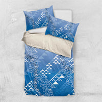 Hawaii Royal Blue Kapa Bedding Set Vintage 'Ohe Kāpala Motifs Mix Plumeria Leis LT7 US Twin 172cm x 218cm Royal Blue - Polynesian Pride