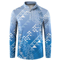 Hawaii Royal Blue Kapa Button Sweatshirt Vintage 'Ohe Kāpala Motifs Mix Plumeria Leis LT7 Royal Blue - Polynesian Pride