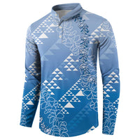 Hawaii Royal Blue Kapa Button Sweatshirt Vintage 'Ohe Kāpala Motifs Mix Plumeria Leis LT7 - Polynesian Pride
