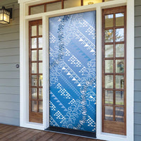 Hawaii Royal Blue Kapa Door Cover Vintage 'Ohe Kāpala Motifs Mix Plumeria Leis LT7 - Polynesian Pride