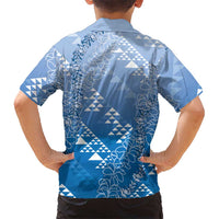 Hawaii Royal Blue Kapa Family Matching Puletasi and Hawaiian Shirt Vintage 'Ohe Kāpala Motifs Mix Plumeria Leis LT7 - Polynesian Pride