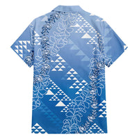Hawaii Royal Blue Kapa Family Matching Short Sleeve Bodycon Dress and Hawaiian Shirt Vintage 'Ohe Kāpala Motifs Mix Plumeria Leis LT7 - Polynesian Pride