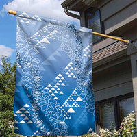 Hawaii Royal Blue Kapa Garden Flag Vintage 'Ohe Kāpala Motifs Mix Plumeria Leis LT7 - Polynesian Pride