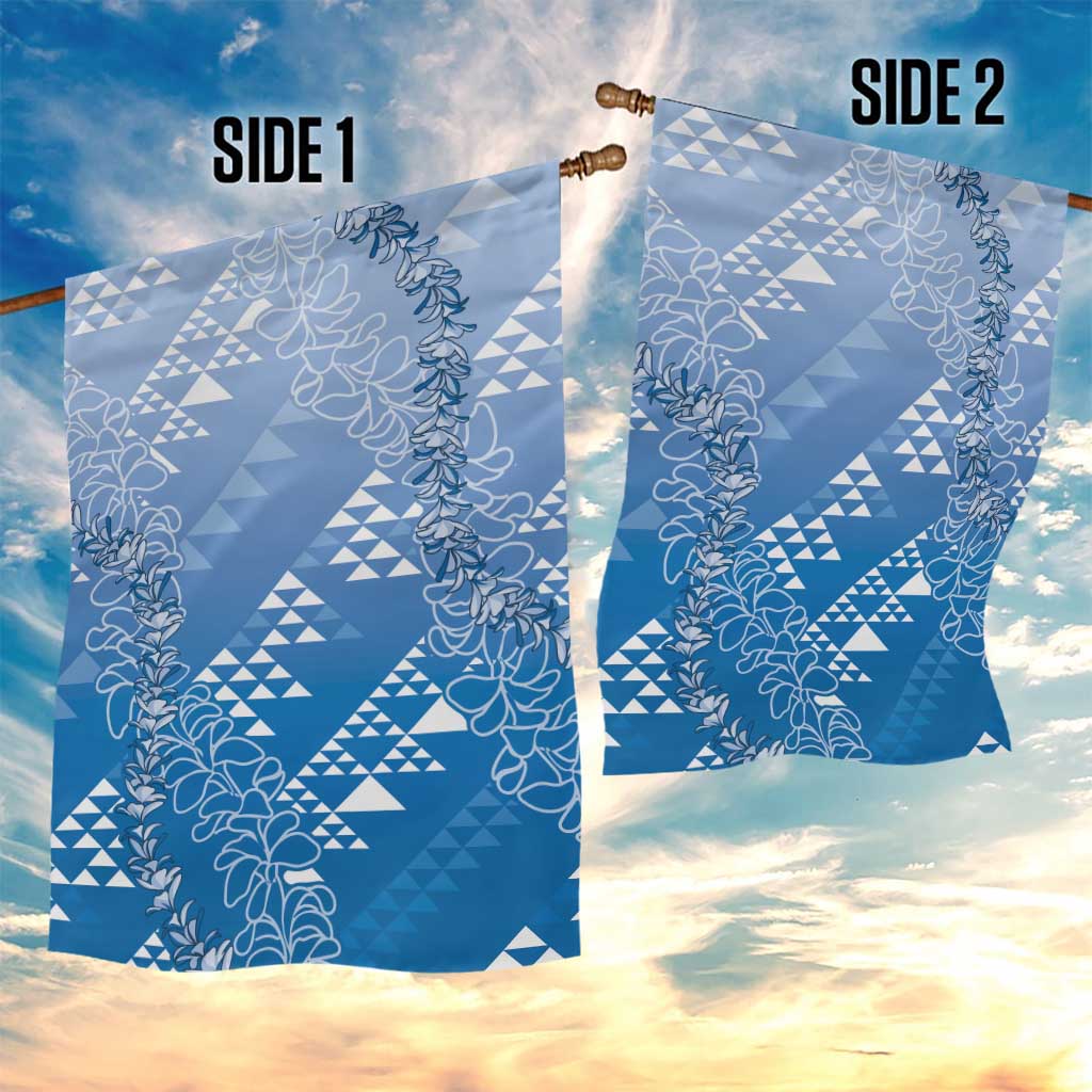 Hawaii Royal Blue Kapa Garden Flag Vintage 'Ohe Kāpala Motifs Mix Plumeria Leis LT7 - Polynesian Pride