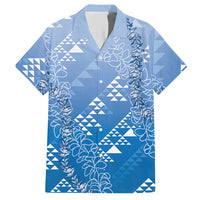 Hawaii Royal Blue Kapa Hawaiian Shirt Vintage 'Ohe Kāpala Motifs Mix Plumeria Leis LT7 Royal Blue - Polynesian Pride