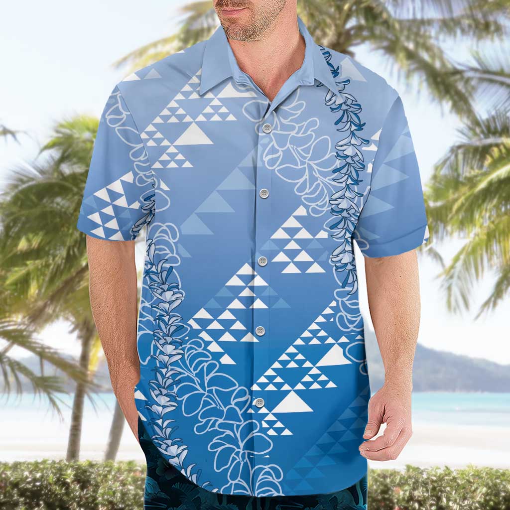 Hawaii Royal Blue Kapa Hawaiian Shirt Vintage 'Ohe Kāpala Motifs Mix Plumeria Leis LT7 - Polynesian Pride