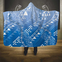 Hawaii Royal Blue Kapa Hooded Blanket Vintage 'Ohe Kāpala Motifs Mix Plumeria Leis LT7 - Polynesian Pride