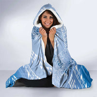 Hawaii Royal Blue Kapa Hooded Blanket Vintage 'Ohe Kāpala Motifs Mix Plumeria Leis LT7 - Polynesian Pride