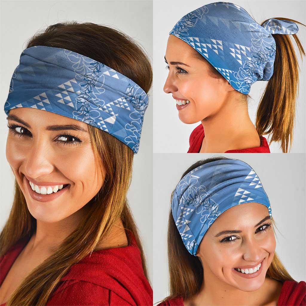 Hawaii Royal Blue Kapa Neck Gaiter Vintage 'Ohe Kāpala Motifs Mix Plumeria Leis LT7 - Polynesian Pride