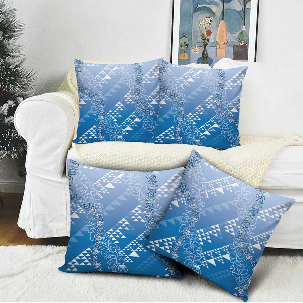 Hawaii Royal Blue Kapa Pillow Cover Vintage 'Ohe Kāpala Motifs Mix Plumeria Leis LT7 - Polynesian Pride