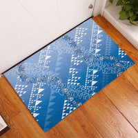 Hawaii Royal Blue Kapa Rubber Doormat Vintage 'Ohe Kāpala Motifs Mix Plumeria Leis LT7 - Polynesian Pride