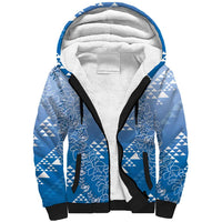 Hawaii Royal Blue Kapa Sherpa Hoodie Vintage 'Ohe Kāpala Motifs Mix Plumeria Leis LT7 Unisex Royal Blue - Polynesian Pride