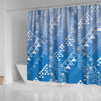 Hawaii Royal Blue Kapa Shower Curtain Vintage 'Ohe Kāpala Motifs Mix Plumeria Leis LT7 - Polynesian Pride