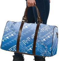 Hawaii Royal Blue Kapa Travel Bag Vintage 'Ohe Kāpala Motifs Mix Plumeria Leis LT7 - Polynesian Pride