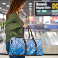 Hawaii Royal Blue Kapa Travel Bag Vintage 'Ohe Kāpala Motifs Mix Plumeria Leis LT7 - Polynesian Pride