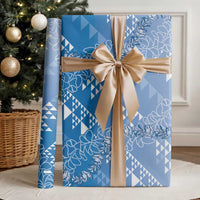 Hawaii Kapa Vintage Motifs Mix Plumeria Leis Wrapping Paper Royal Blue
