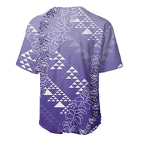 Hawaii Lavender Kapa Baseball Jersey Vintage 'Ohe Kāpala Motifs Mix Plumeria Leis