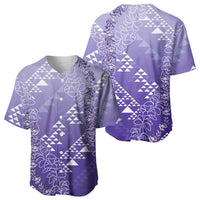 Hawaii Lavender Kapa Baseball Jersey Vintage 'Ohe Kāpala Motifs Mix Plumeria Leis