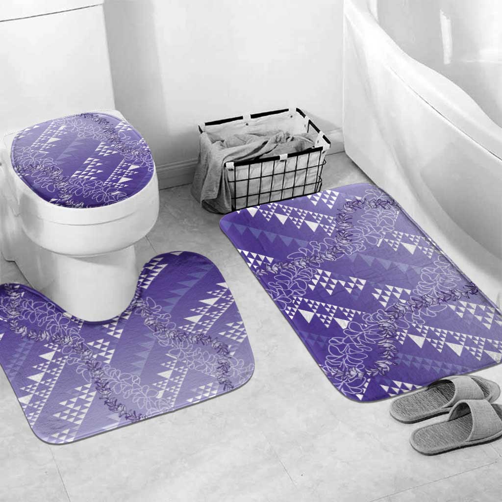 Hawaii Lavender Kapa Bathroom Set Vintage 'Ohe Kāpala Motifs Mix Plumeria Leis LT7 Mat Set Only (3 pcs) One Size Lavender - Polynesian Pride
