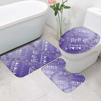 Hawaii Lavender Kapa Bathroom Set Vintage 'Ohe Kāpala Motifs Mix Plumeria Leis LT7 - Polynesian Pride