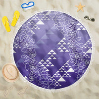 Hawaii Lavender Kapa Beach Blanket Vintage 'Ohe Kāpala Motifs Mix Plumeria Leis LT7 One Size 150cm Lavender - Polynesian Pride