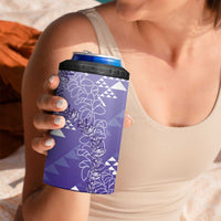 Hawaii Lavender Kapa 4 in 1 Can Cooler Tumbler Vintage 'Ohe Kāpala Motifs Mix Plumeria Leis LT7 - Polynesian Pride