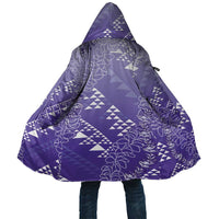 Hawaii Lavender Kapa Cloak Vintage 'Ohe Kāpala Motifs Mix Plumeria Leis