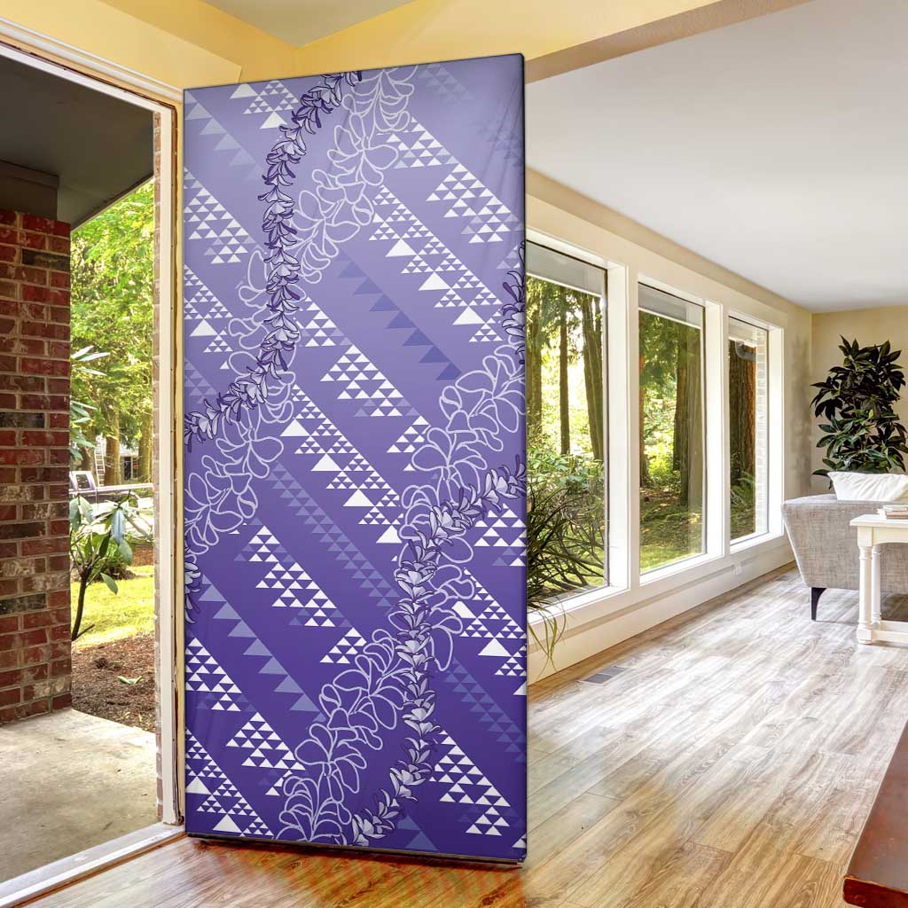 Hawaii Lavender Kapa Door Cover Vintage 'Ohe Kāpala Motifs Mix Plumeria Leis LT7 - Polynesian Pride