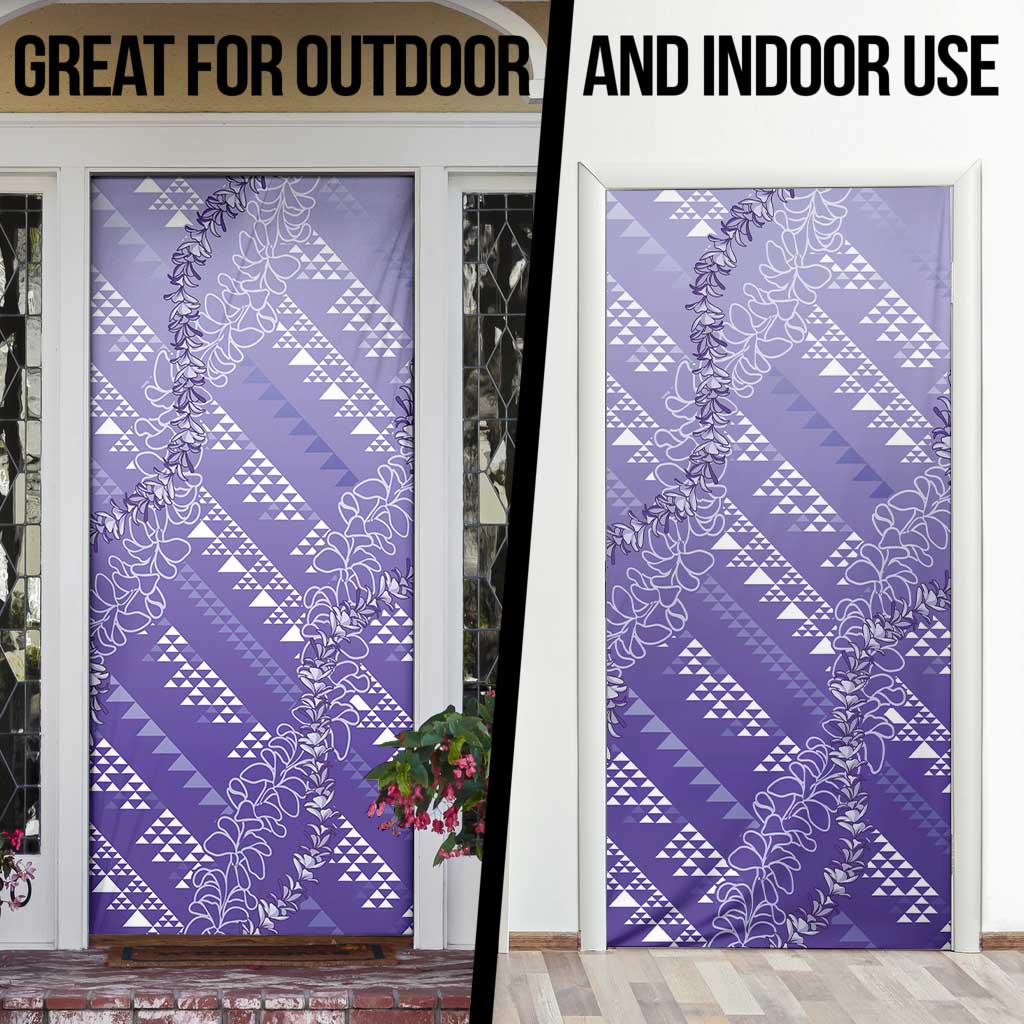 Hawaii Lavender Kapa Door Cover Vintage 'Ohe Kāpala Motifs Mix Plumeria Leis LT7 - Polynesian Pride