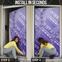 Hawaii Lavender Kapa Door Cover Vintage 'Ohe Kāpala Motifs Mix Plumeria Leis LT7 - Polynesian Pride