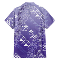 Hawaii Lavender Kapa Family Matching Puletasi and Hawaiian Shirt Vintage 'Ohe Kāpala Motifs Mix Plumeria Leis LT7 - Polynesian Pride