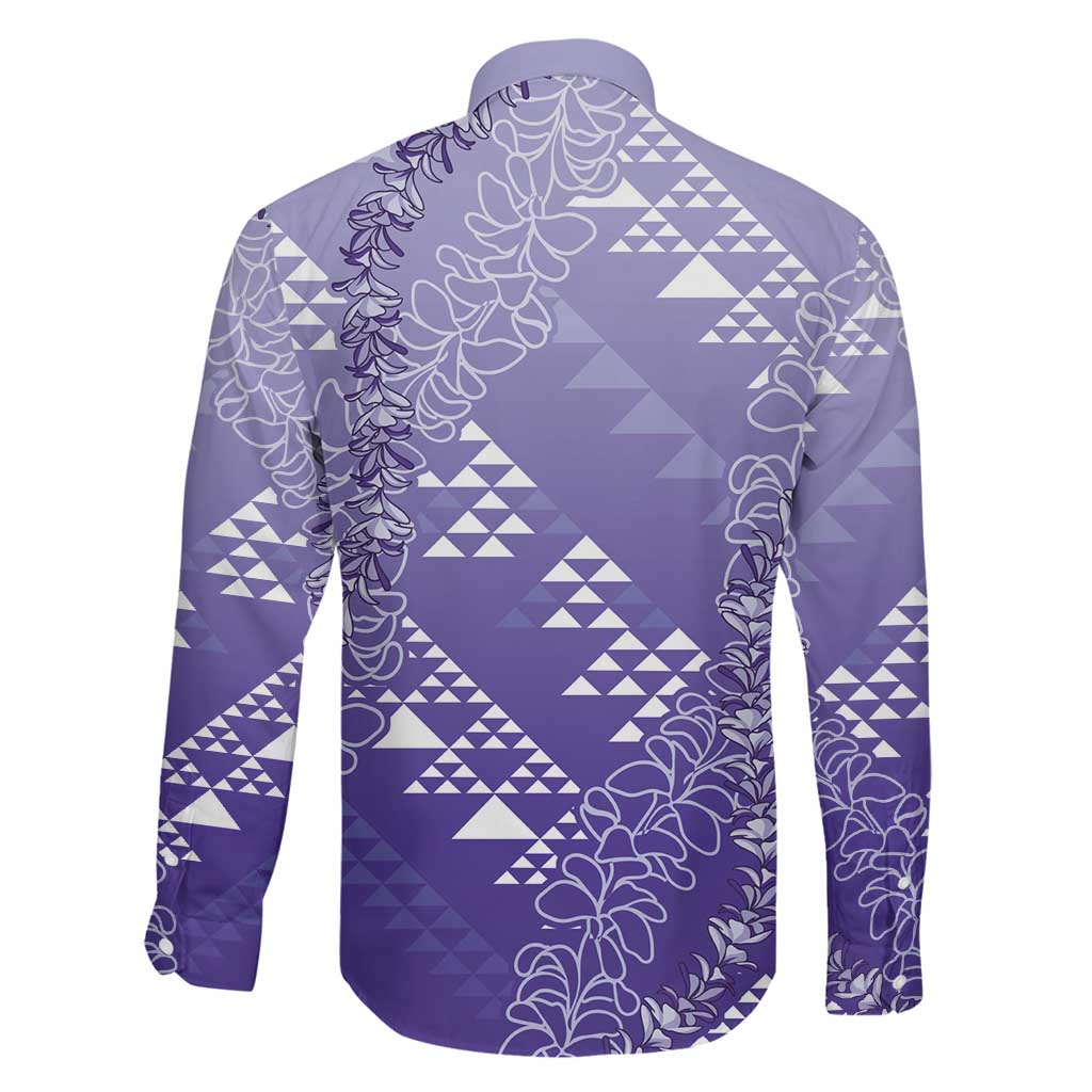 Hawaii Lavender Kapa Family Matching Puletasi and Hawaiian Shirt Vintage 'Ohe Kāpala Motifs Mix Plumeria Leis LT7 - Polynesian Pride